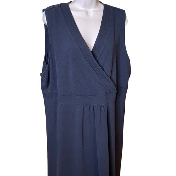 Lands End Faux Wrap Black Long Dress Plus Size 3X Sleeveless u - Picture 2 of 8